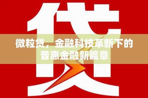 响水微粒贷，金融科技革新下的普惠金融新篇章
