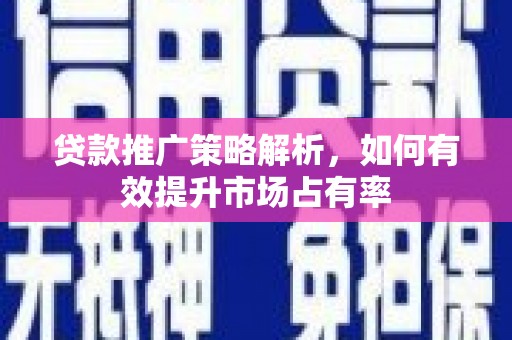 响水贷款推广策略解析，如何有效提升市场占有率