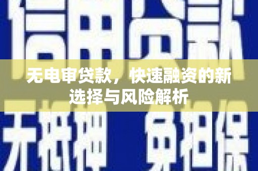响水无电审贷款，快速融资的新选择与风险解析