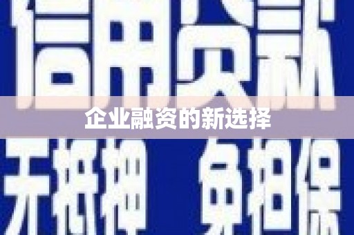 响水企业融资的新选择