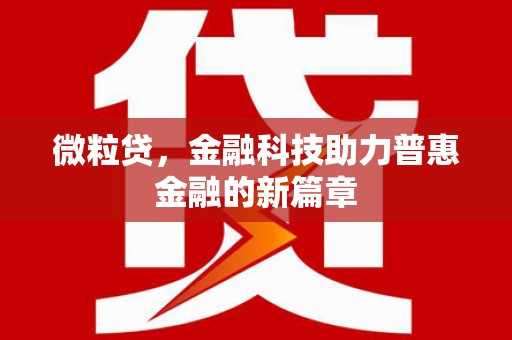 响水微粒贷，金融科技助力普惠金融的新篇章