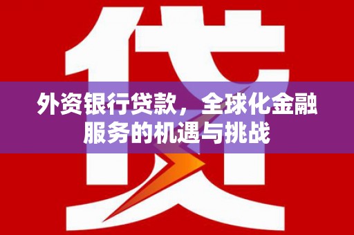 响水外资银行贷款，全球化金融服务的机遇与挑战